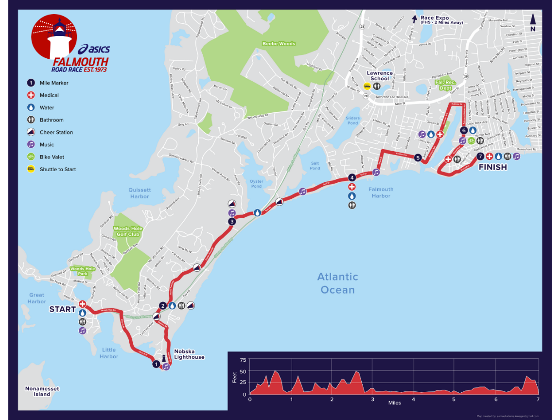 Course Map - Falmouth Road Race